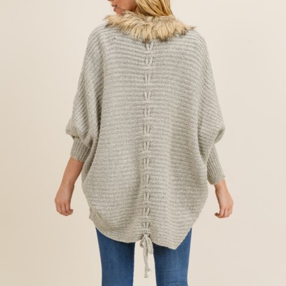 Cardigan Faux Fur Trim - Picture 5 of 8